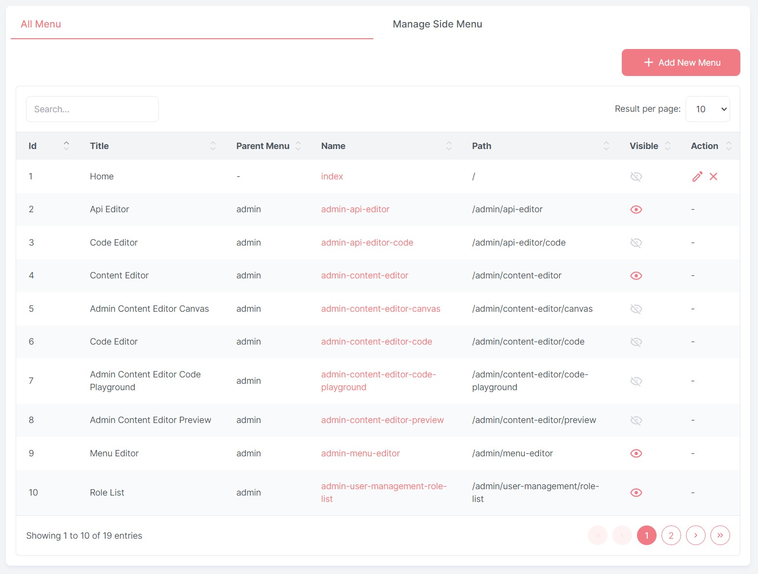 Menu Editor